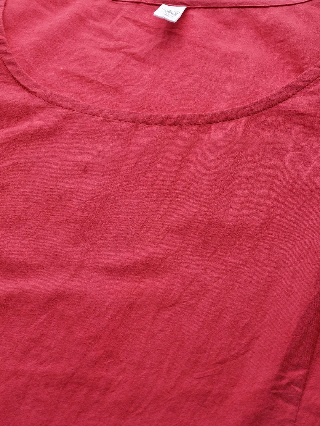 Women's  Red & Brown Printed Layered A-Line Dress
