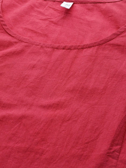 Women's  Red & Brown Printed Layered A-Line Dress
