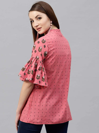 Women's Pink Printed Tunic