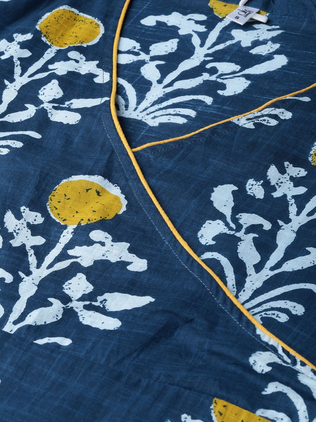 Women's  Navy Blue Printed Kurta with Skirt & Attached Dupatta