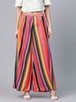Women's  Multicoloured Striped Flared Palazzos