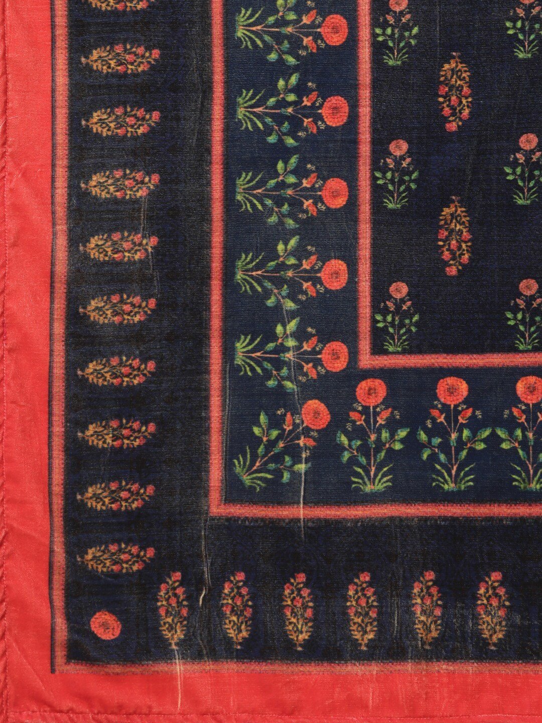 Women's Navy Blue Printed Velvet Dupatta