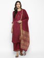 Women's Pink Color Chanderi Silk Embroidered Straight Kurta Palazzo With Dupatta
