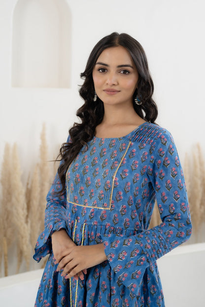 Womenâ€™s Blue Printed Traditional Dress by Myshka-