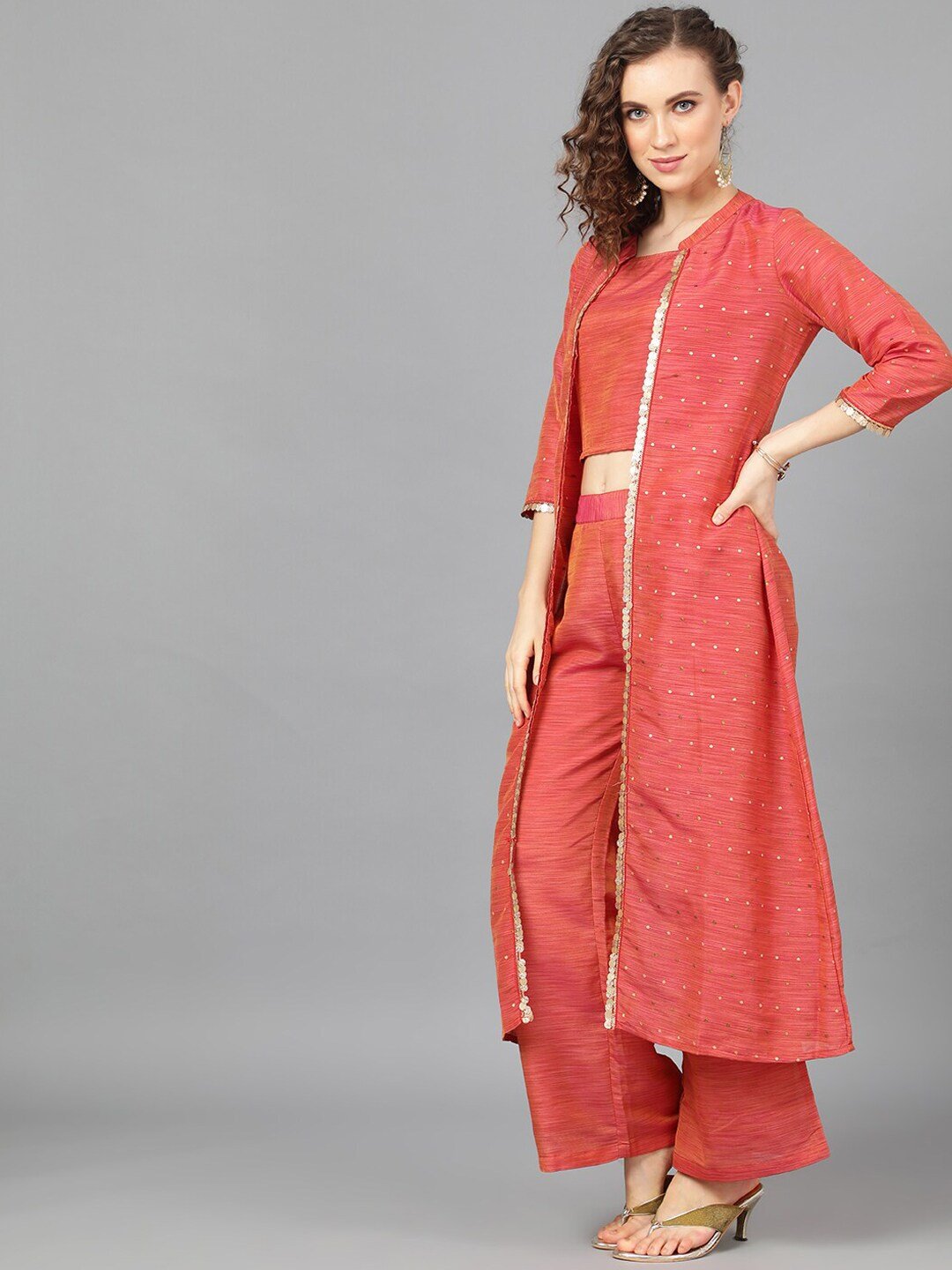 Women's Self Design Top with Palazzos