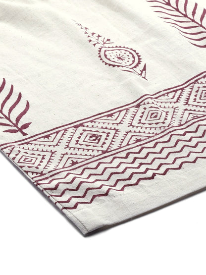 Women's Maroon & Offwhite Embroidered Kurta Set