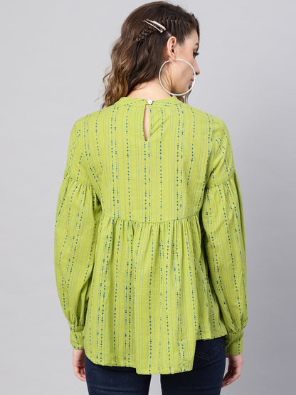 Women's Green & Blue Striped Tunic