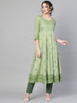 Women's  Green Printed Anarkali Kurta