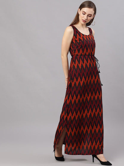 Women's  Black Printed Maxi Dress