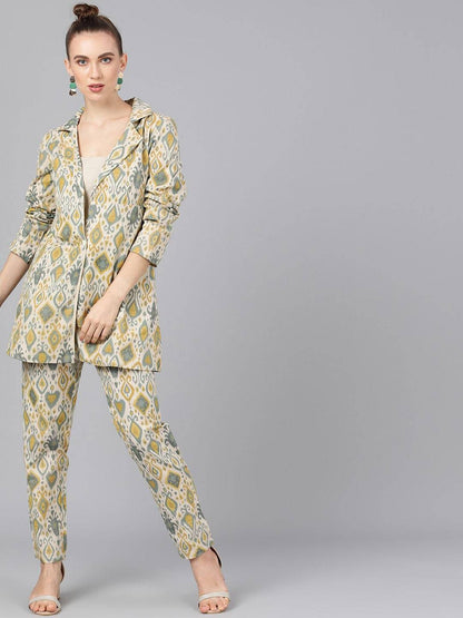 Women's Printed Coat with Trousers