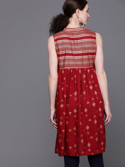 Couture Women's 's Maroon & Golden Printed Tunic