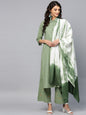 Women's  Green Solid Kurta with Palazzos & Dupatta