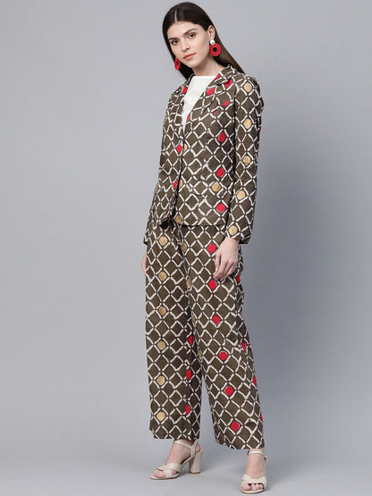 Women's Printed Coat with Trousers