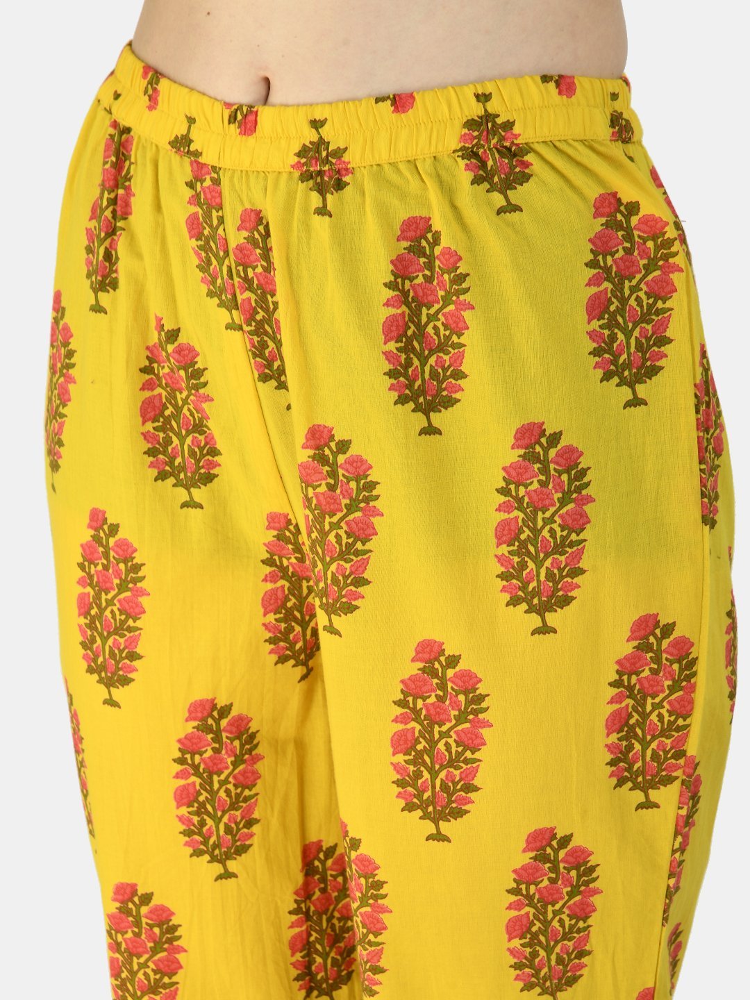 Women's Mustard Cotton Printed Half Sleeve V Neck Casual Night Suit