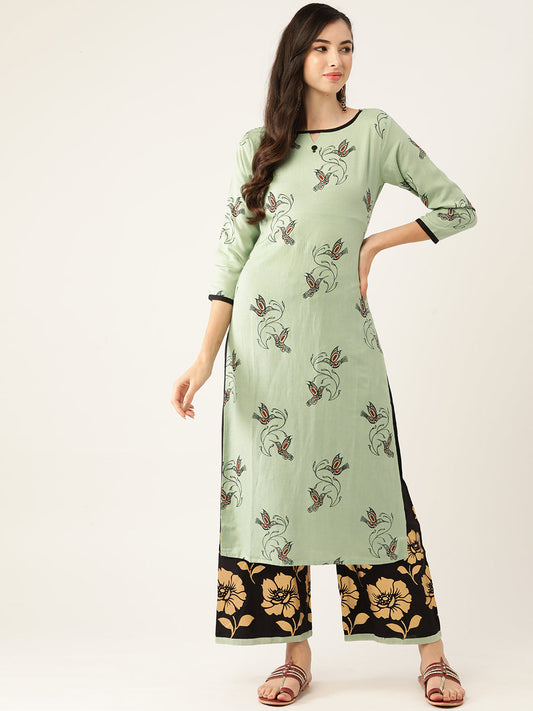 Women's Viscose Rayon Kurta And Palazzo Set