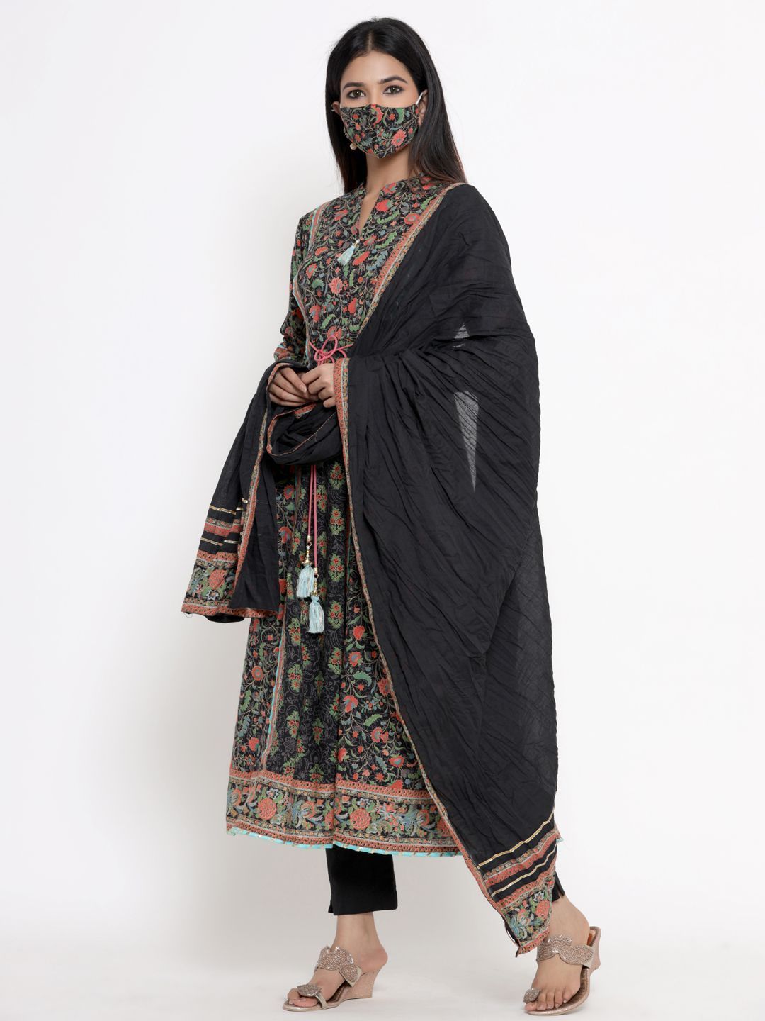 Women's Printed Flared Kurta Pant Dupatta Set