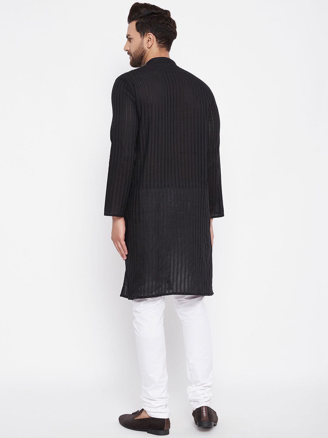 Men's Cotton Black Straight Kurta