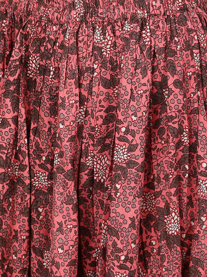 Women's  Mauve & Charcoal Grey Floral Print Kurta with Skirt