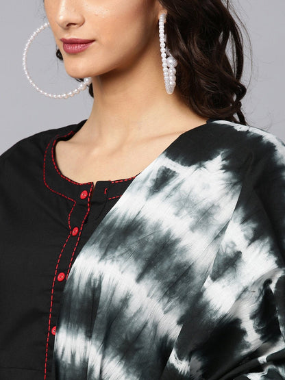 Women's  Black Solid Kurta with Palazzos & Dupatta