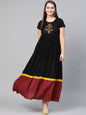 Women's  Black Solid Maxi Dress
