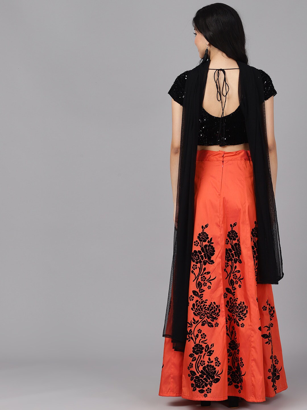 Women's Orange Lehenga Choli With Dupatta