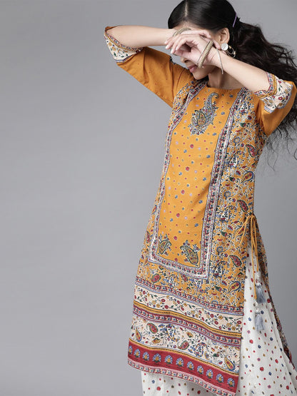 Women's Floral Printed Straight Kurta Palazzo Set