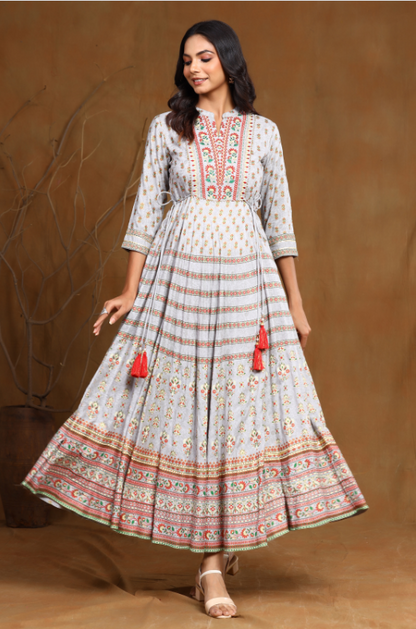 Women's Rayon Embroidered Flared Dress