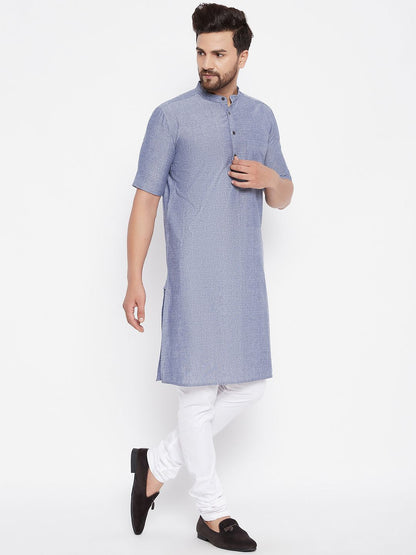 Men's Woven Design Grey Kurta
