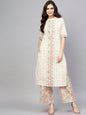 Women's  Off-White & Pink Checked Kurta with Palazzos
