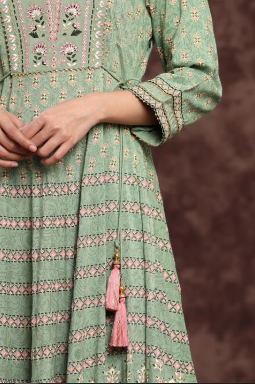 Women's Rayon Embroidered Flared Dress