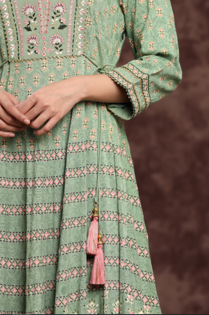 Women's Rayon Embroidered Flared Dress