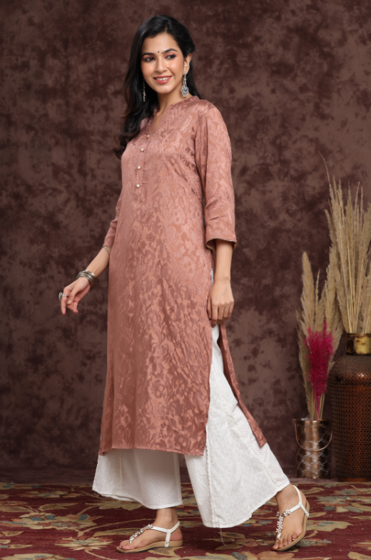 Women's Rayon Jacquard Straight Kurta