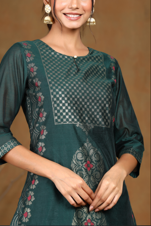 Women's Modal Chanderi Printed Straight Kurta