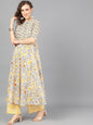 Women's  Grey & Yellow Printed Kurta with Palazzos