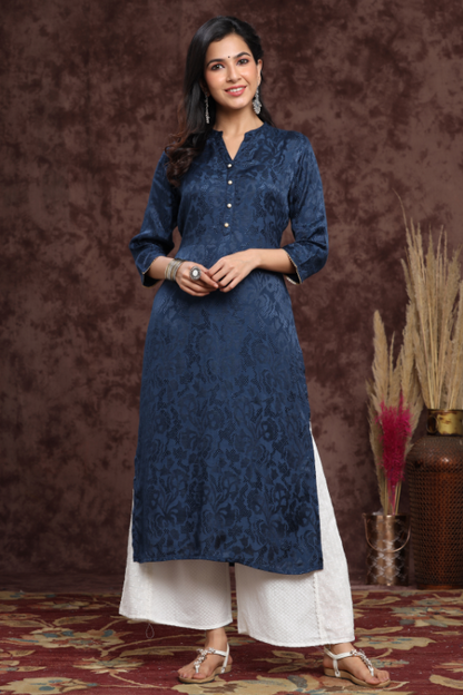 Women's Rayon Jacquard Straight Kurta