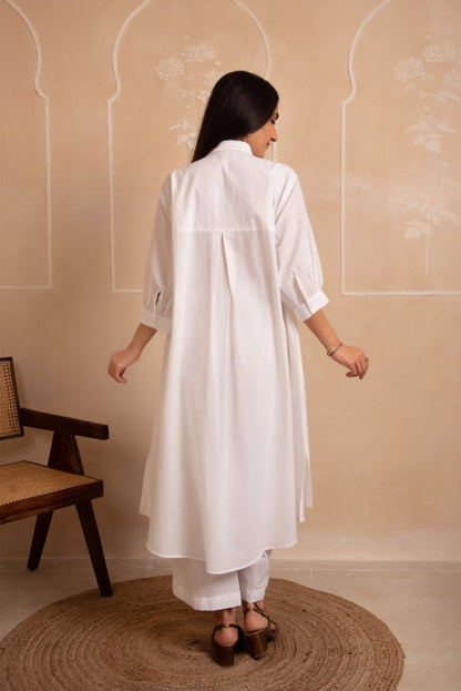 Women's Dhoop Chaav Aisha White Cotton Co Ord Set