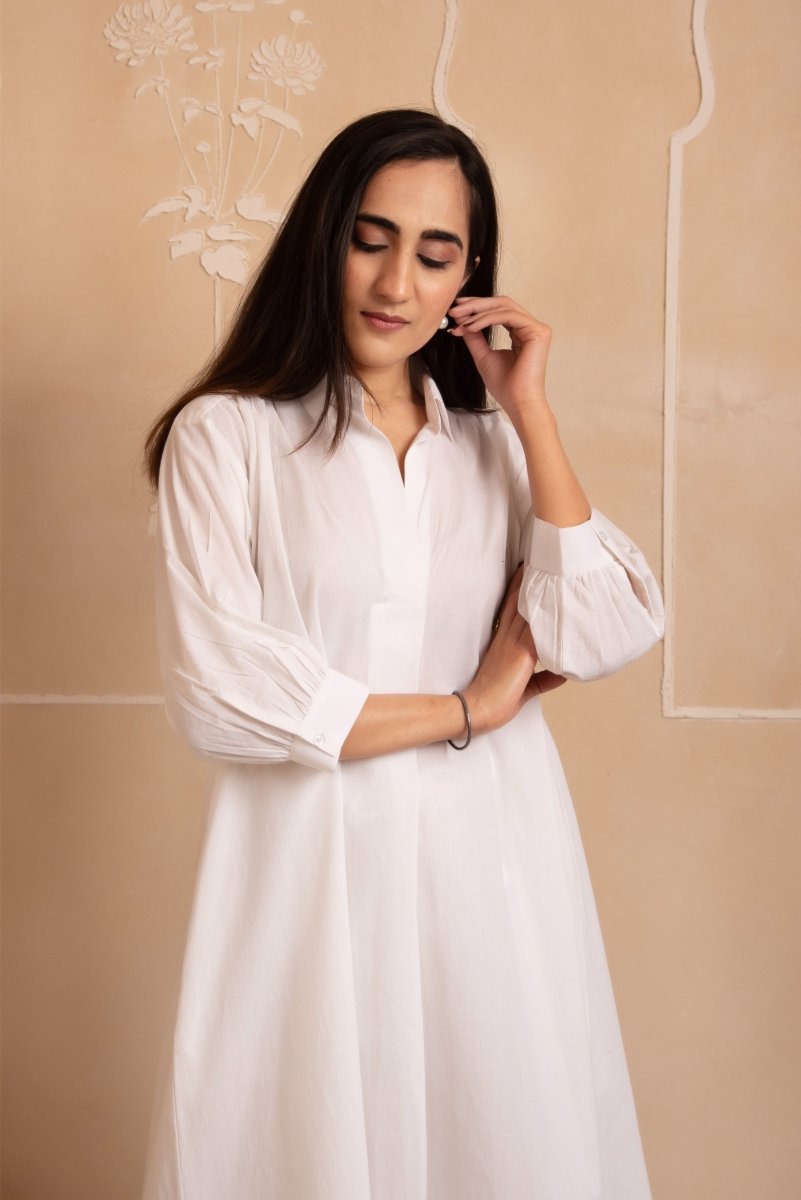 Women's Dhoop Chaav Aisha White Cotton Co Ord Set