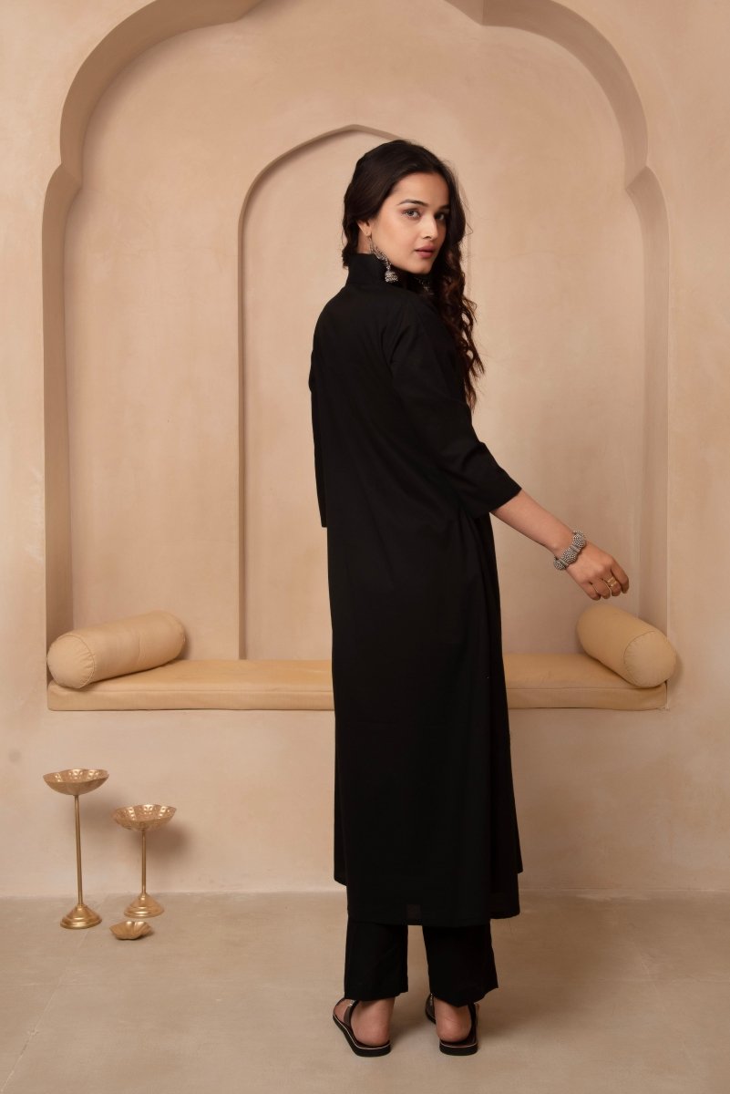 Women's Dhoop Chaav Sama Black Cotton Anarkali Set