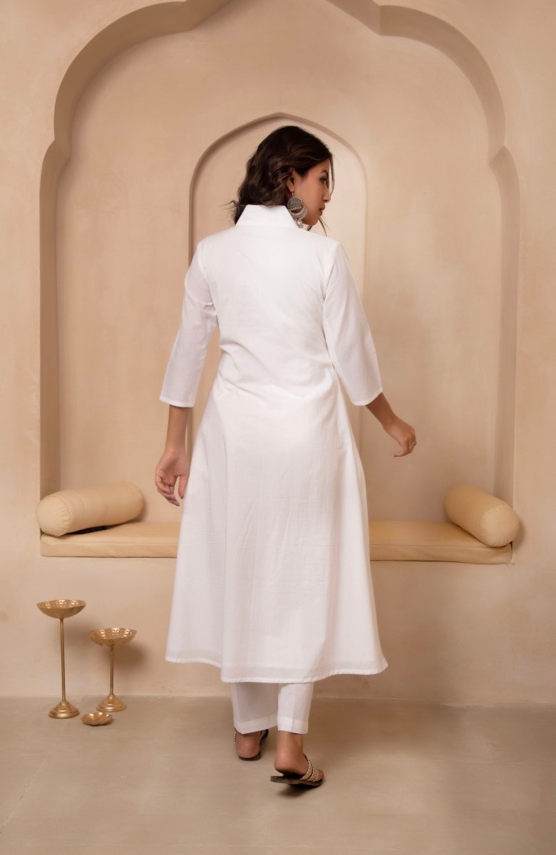 Women's Dhoop Chaav Sama White Cotton Anarkali Set