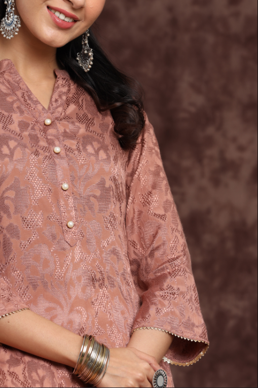 Women's Rayon Jacquard Straight Kurta