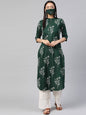 Buy_Women's_Jadegreen_Rayon_Slub_Bandhani_Straight_Kurta_With_Mask_Online_Trendia