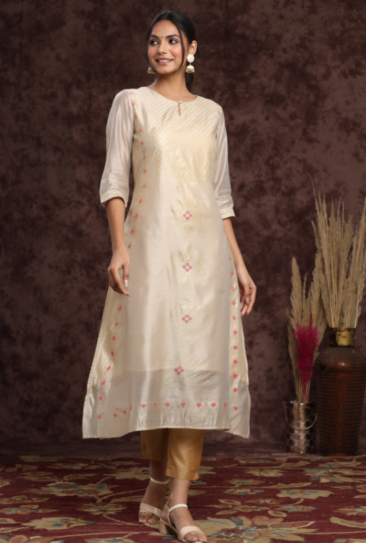 Women's Modal Chanderi Printed Straight Kurta