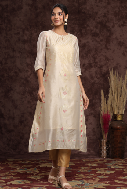 Women's Modal Chanderi Printed Straight Kurta