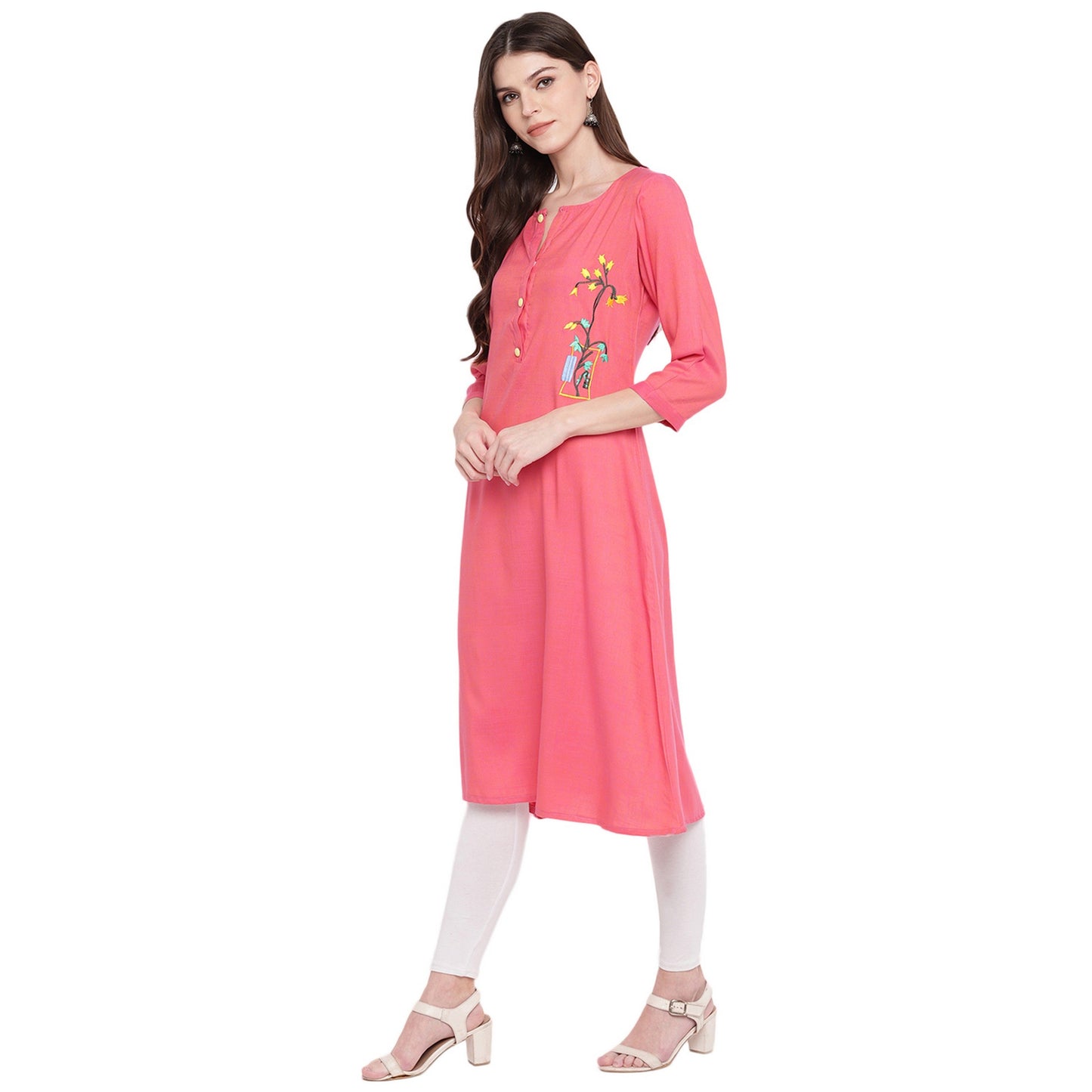 Women's Light Pink A-Line Kurta By Vbuyz- (