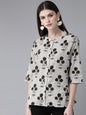 Women's Off-White & Black Printed Tunic