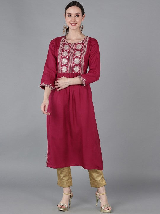 Women's Silk Blend Yoke Design Kurta