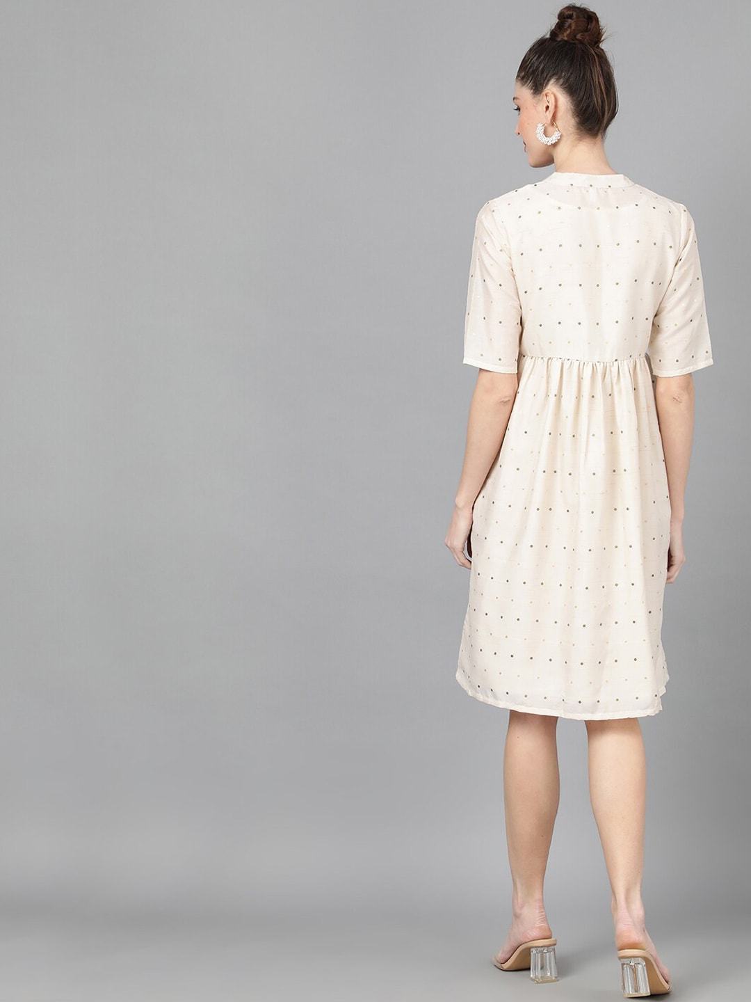 Women's  Off-White Self Design A-Line Dress