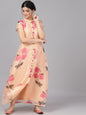Women's  Cream-Coloured Printed Maxi Dress