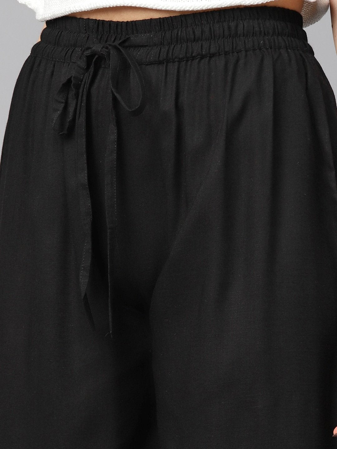 Women's Black Solid Palazzos