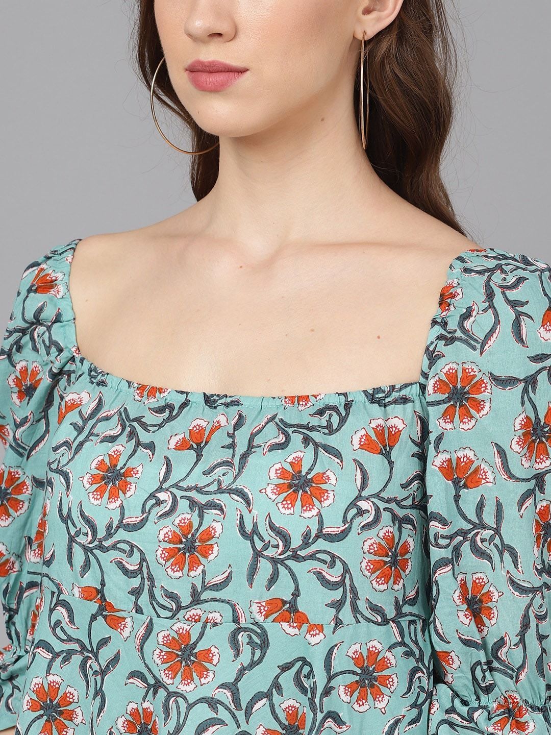 Women's  Green Printed Maxi Dress